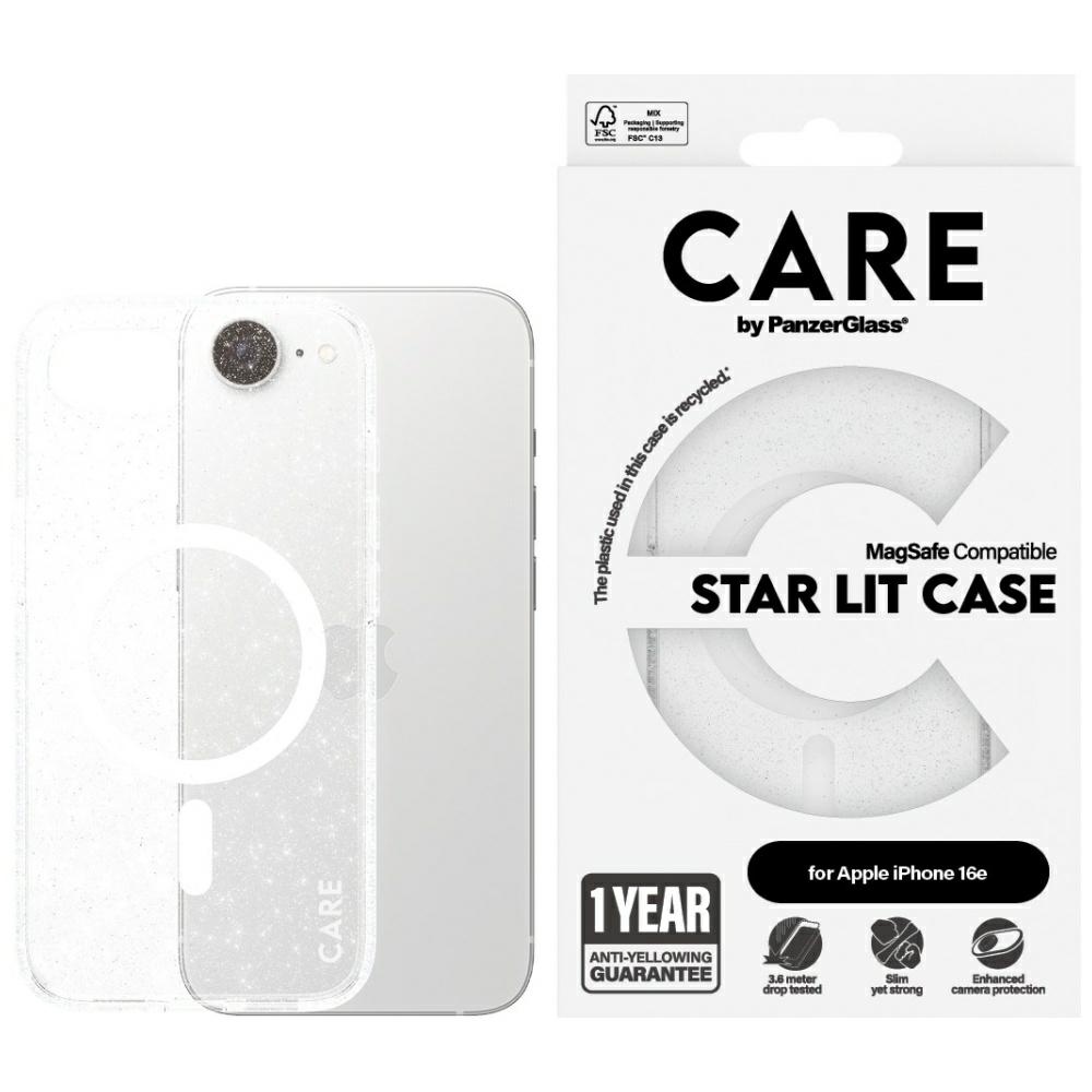 CARE by PanzerGlass Flagmanas Urban Combat StarLight Balta Magnetinis iPhone 16e dėklas - skaidrus