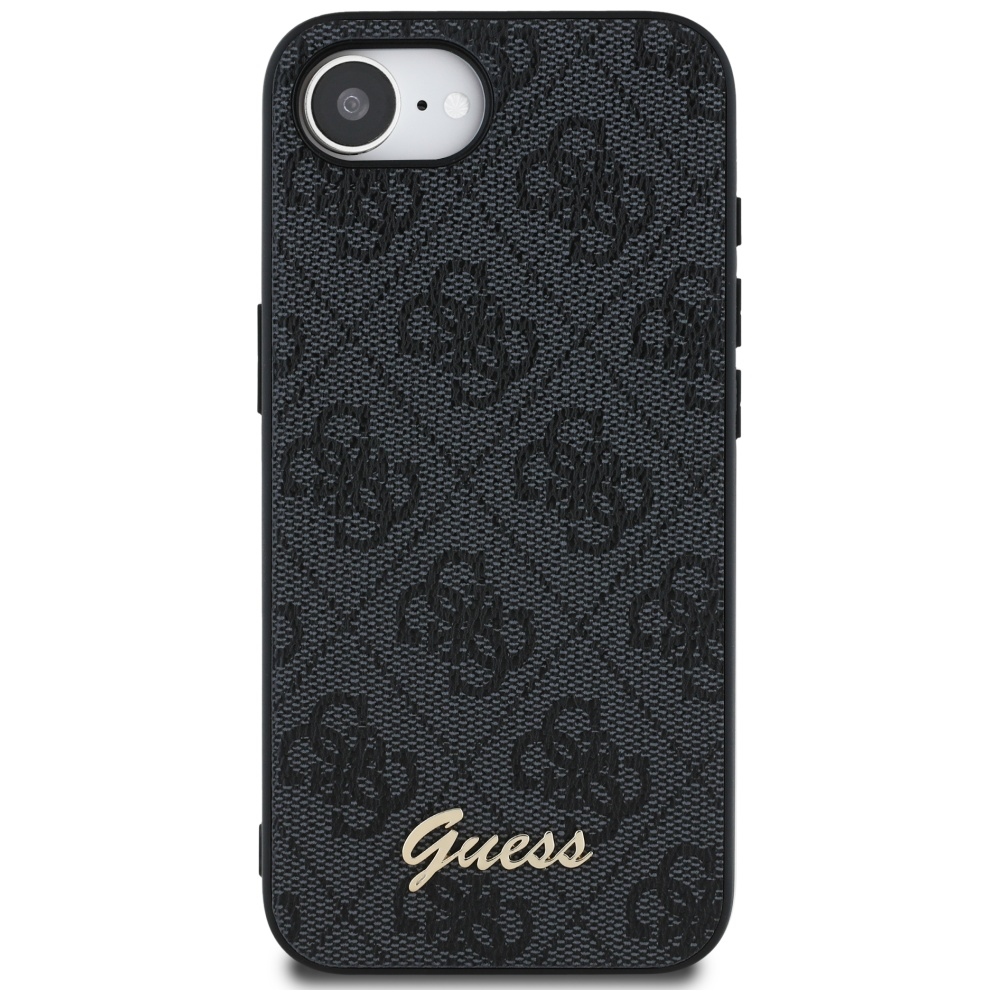 Guess 4G Script Logo MagSafe dėklas telefonui iPhone 16e - juodas