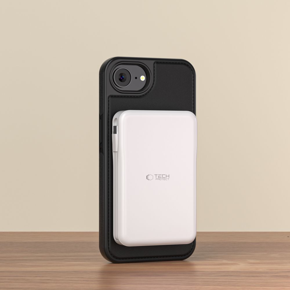 Tech-Protect Wallet MagSafe iPhone 16e dėklas - matinis juodas