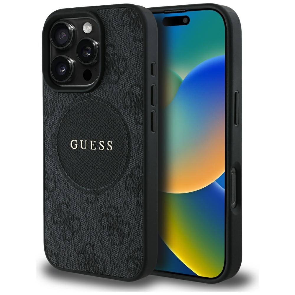 Guess 4G Circle Classic Logo Magnetinis dėklas telefonui iPhone 16 Pro Max - juodas