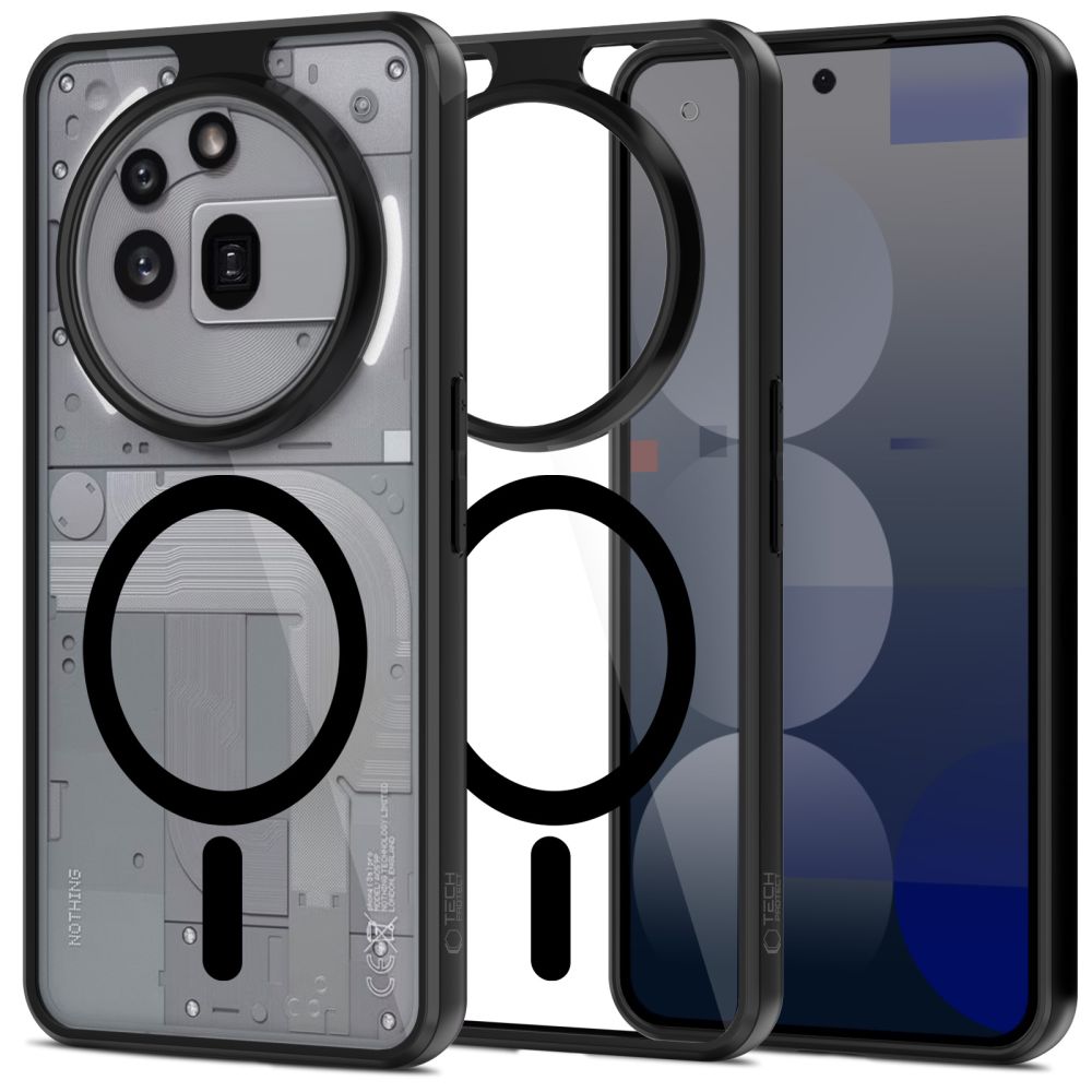 Tech-Protect MagMat MagSafe dėklas telefonui Nothing Phone 3A Pro (m) - skaidrus juodas (m)