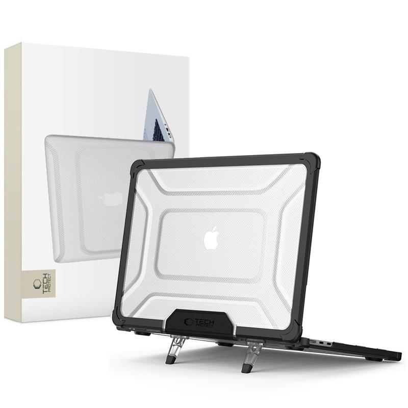 Tech-Protect SmartShell Pro dėklas MacBook Air 15" 2023-2025 M2 / M3 / M4 - permatomas ir juodas