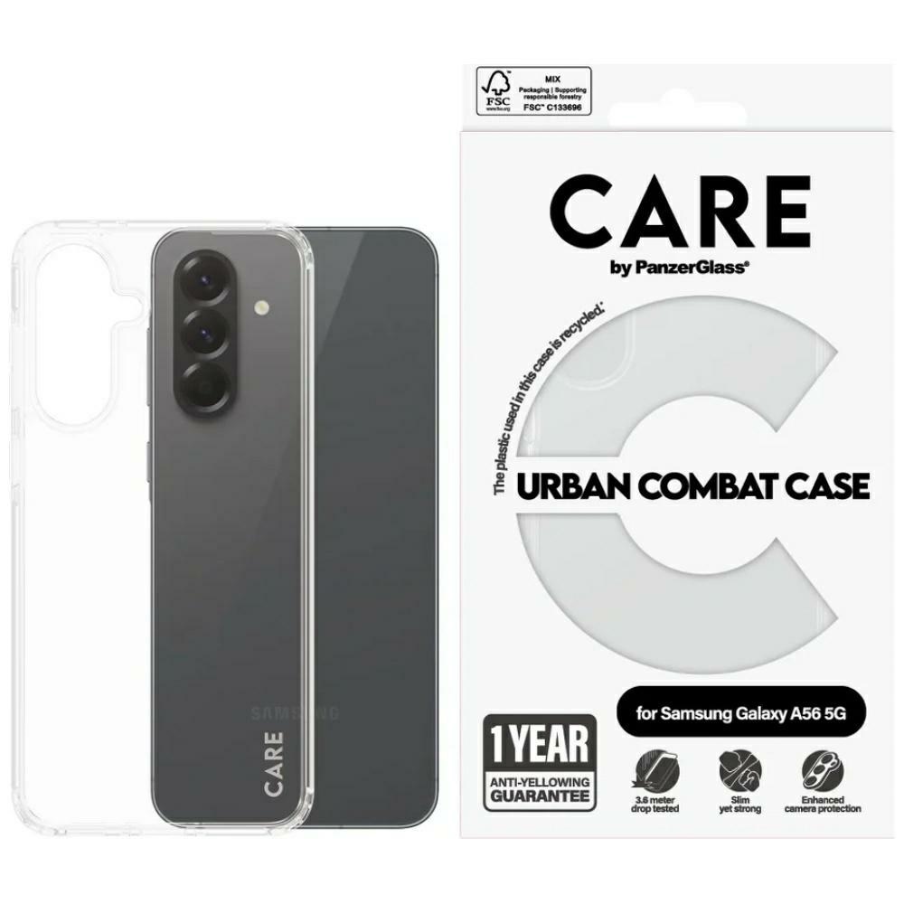 CARE by PanzerGlass Flagship Urban Combat dėklas Samsung Galaxy A56 5G telefonui – permatomas