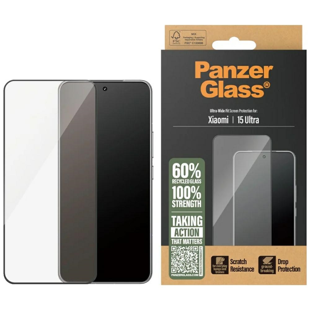 PanzerGlass itin platus grūdintas stiklas su juodu rėmeliu Xiaomi 15 Ultra