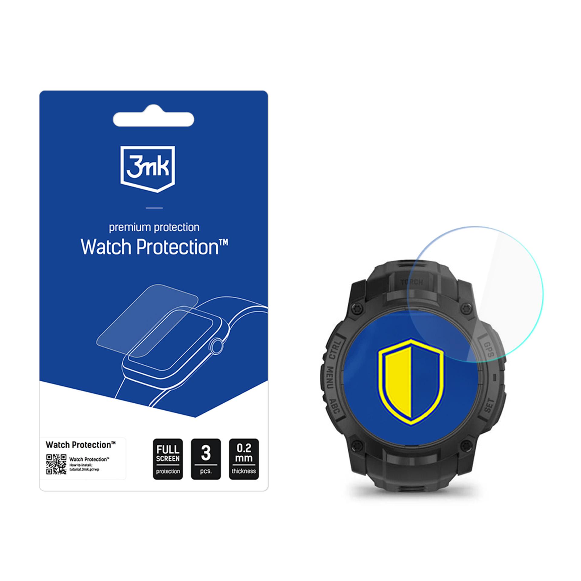 Išmaniojo laikrodžio apsauginis stiklas 3mk Watch Protection FlexibleGlass Garmin Instinct 3 Tactical Edition 50mm