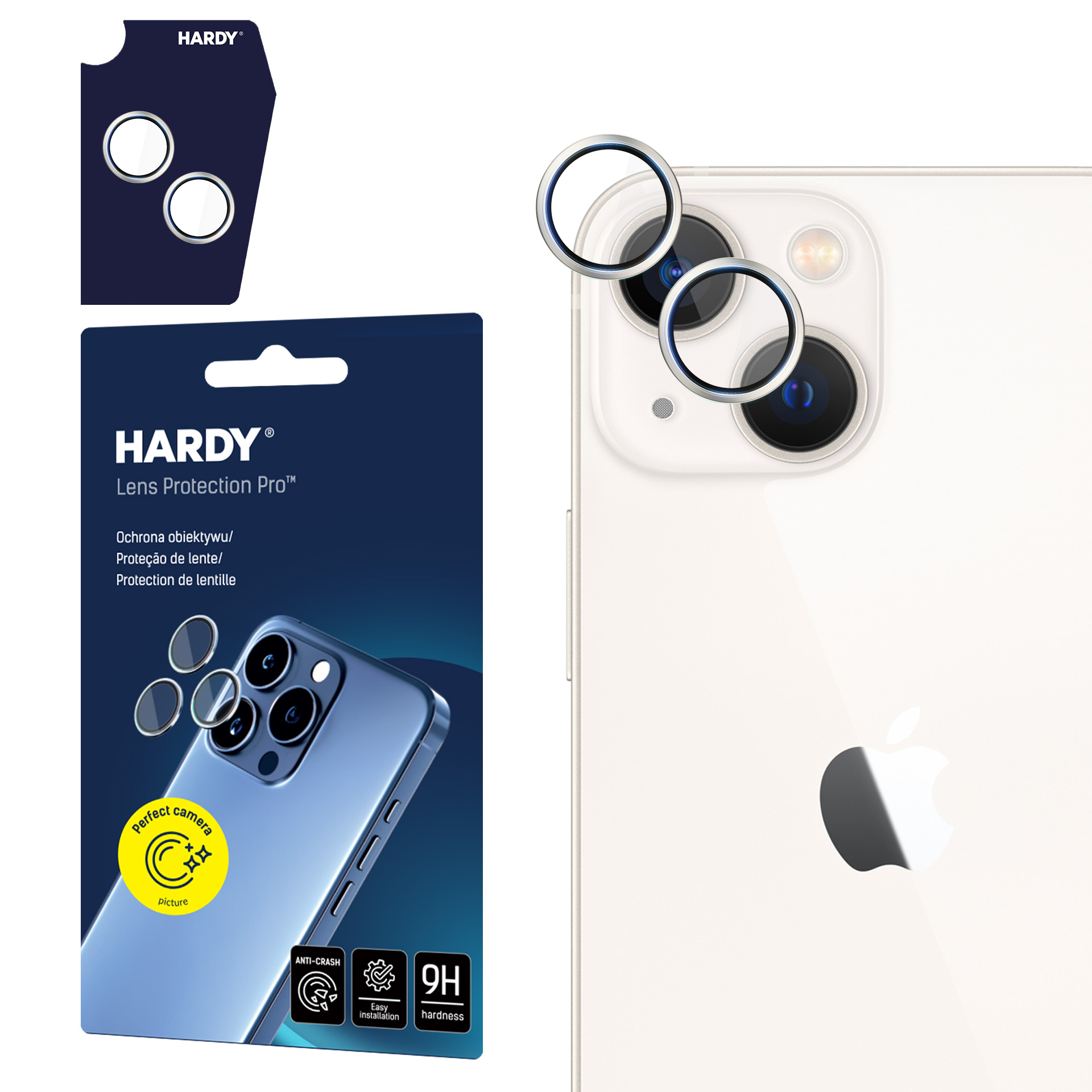 3mk HARDY objektyvo apsauginis stiklas Apple iPhone 15 / 15 Plus - sidabrinė
