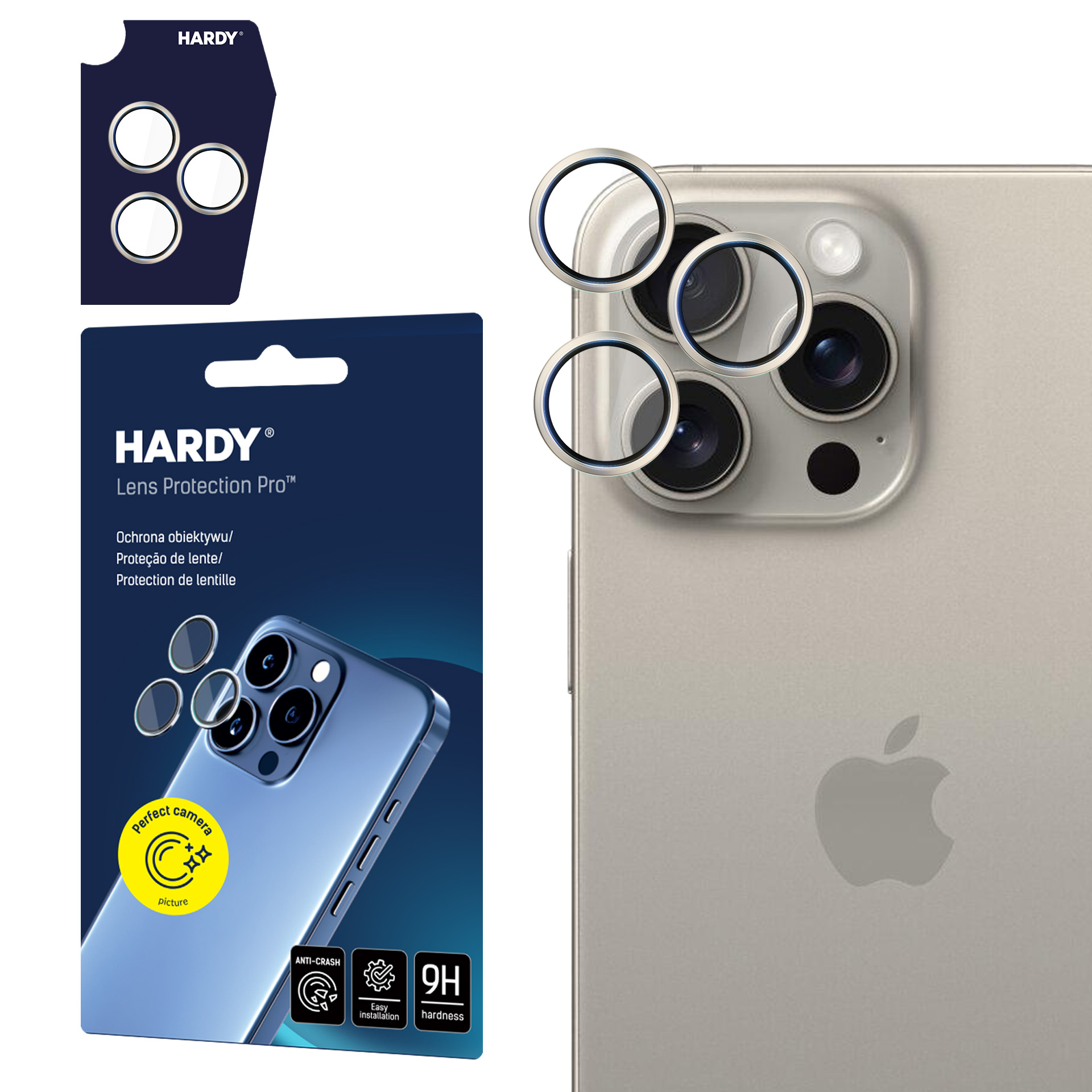 3mk HARDY objektyvo apsauginis stiklas Apple iPhone 15 Pro - smėlinė