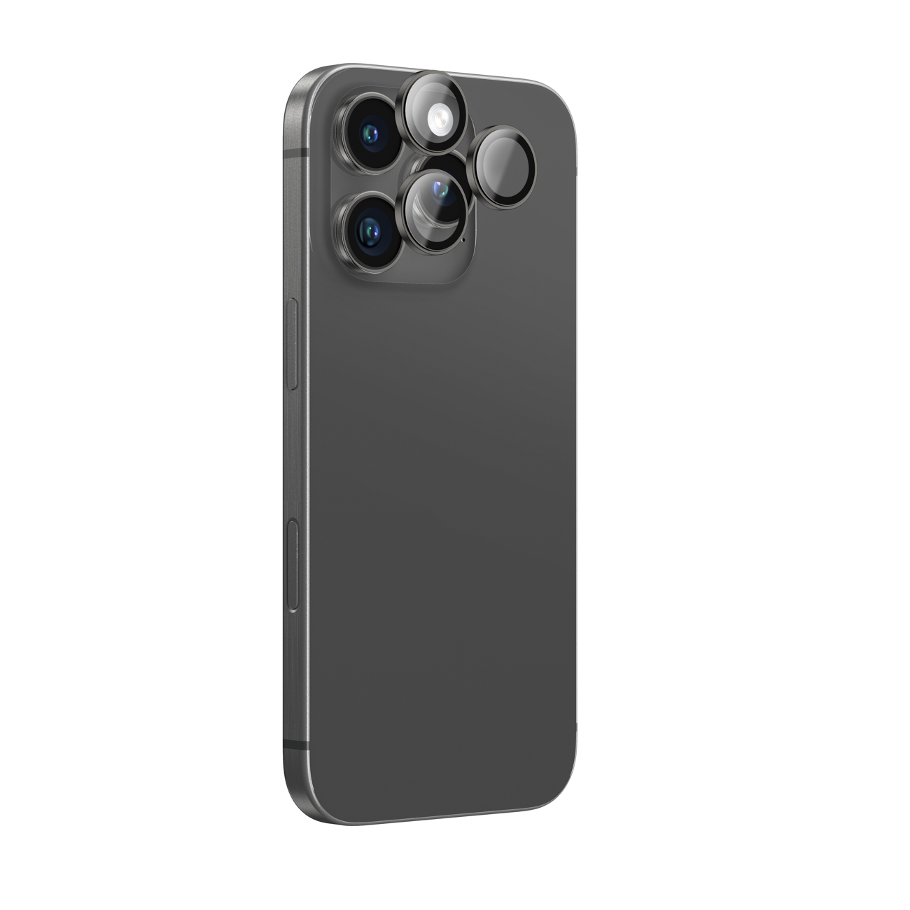 AmazingThing AR aliuminio 3 objektyvų stiklas su objektyvo rėmeliu iPhone 16 Pro / 16 Pro Max - juodas