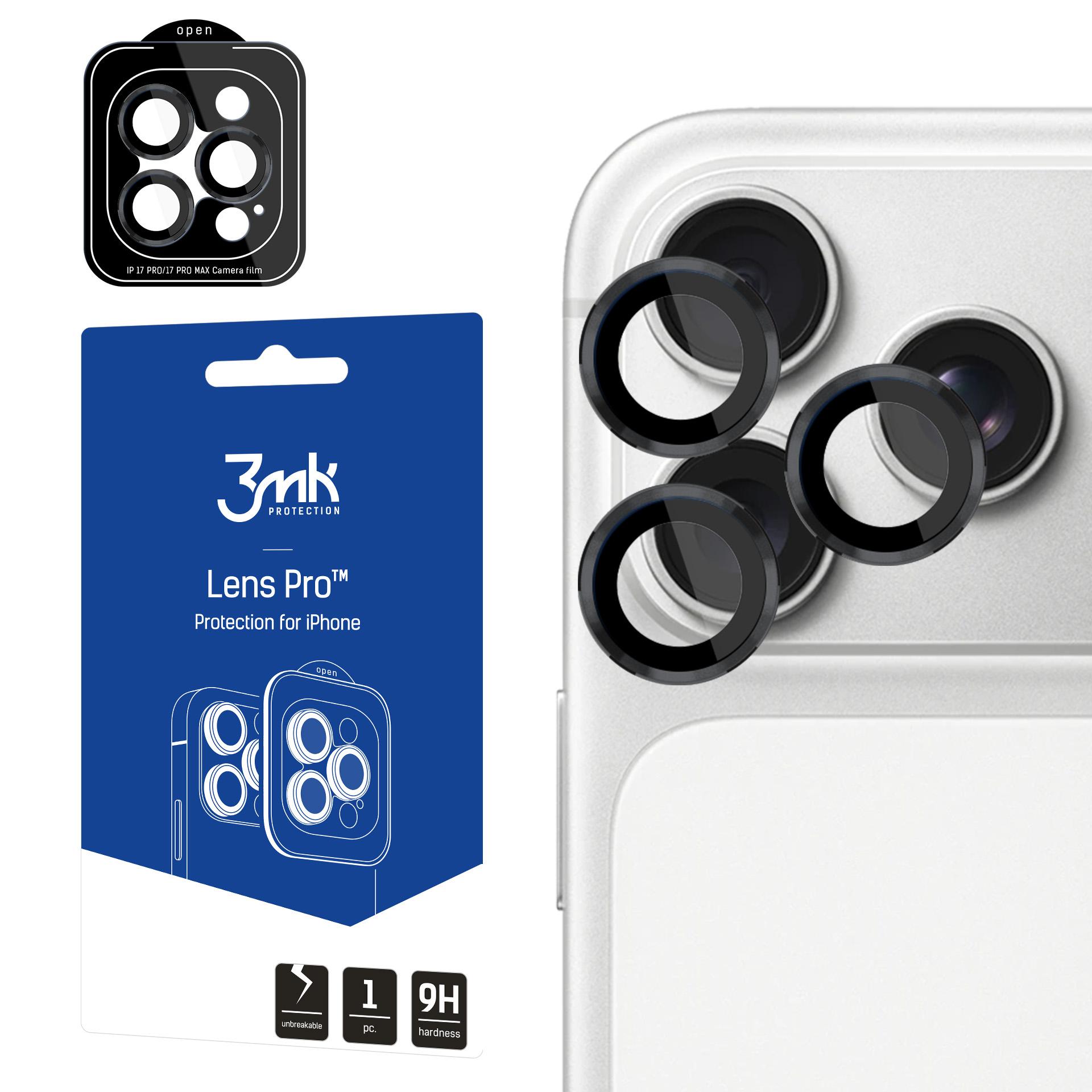 Apsauginis stikliukas kamerai 3mk Lens Pro Apple iPhone 17 Pro/17 Pro Max juodas