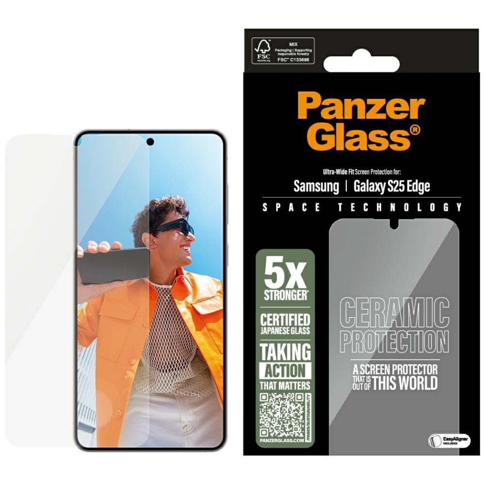 PanzerGlass Itin plonas keraminis stiklas Samsung Galaxy S25 Edge - skaidrus