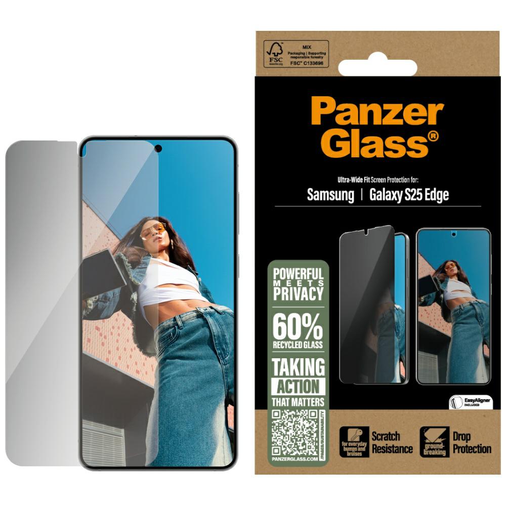 PanzerGlass Itin plonas privatumo stiklas Samsung Galaxy S25 Edge - skaidrus