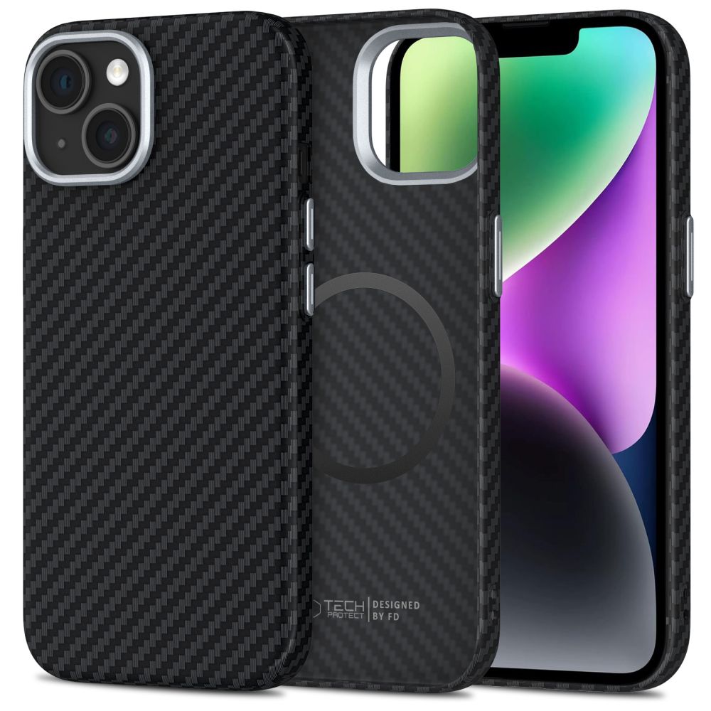 Tech-Protect Ion Carbon Magnetinis dėklas iPhone 14 - juodas