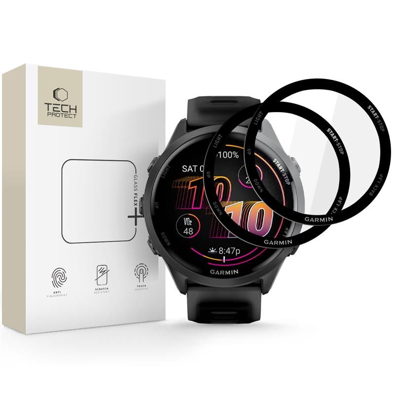 Tech-Protect Glass Flex+ 2 rinkinys hibridinis stiklas Garmin Forerunner 970 / 570 47 mm - Juodas
