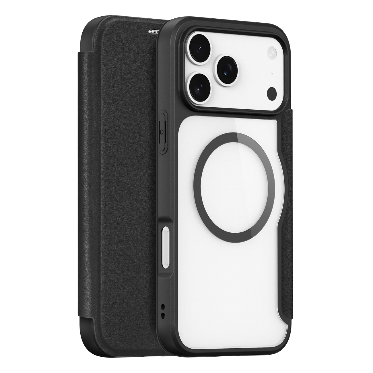 Dux Ducis Skin X Pro dėklas iPhone 17 Pro su pinigine, suderinamas su MagSafe - juodas