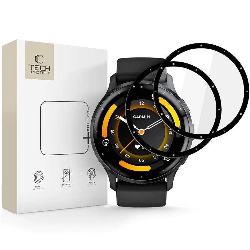 Tech-Protect Glass Flex+ 2 dalių hibridinio stiklo rinkinys Garmin Venu 3 - juodas