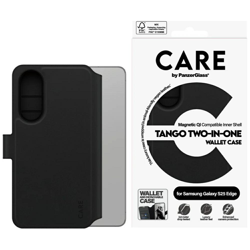 CARE by PanzerGlass Feature Tango 2in1 piniginė Qi dėklas Samsung Galaxy S25 Edge - juodas