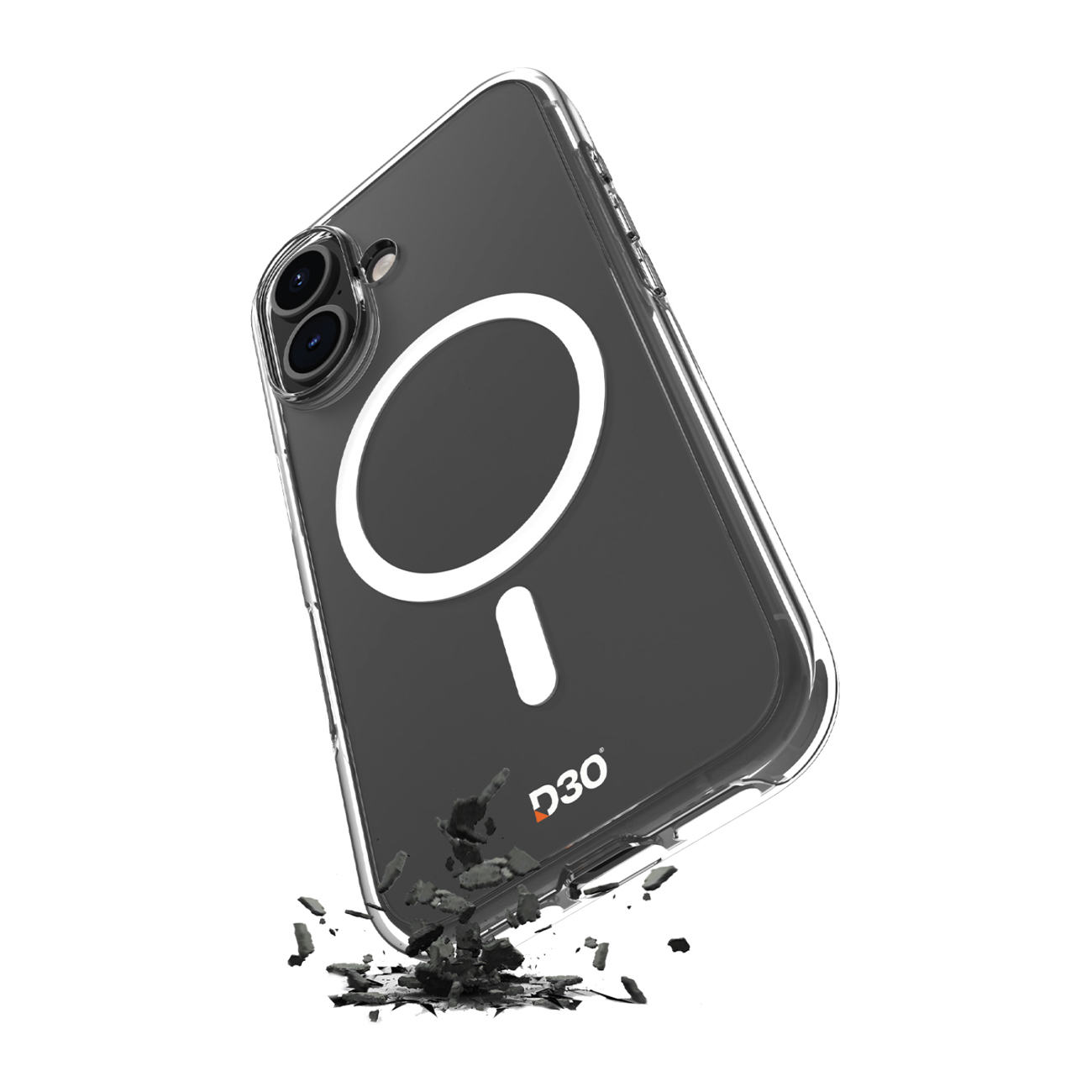 Puro Impact skaidrus D3O TPU+PC magnetinis dėklas telefonui iPhone 17 - permatomas