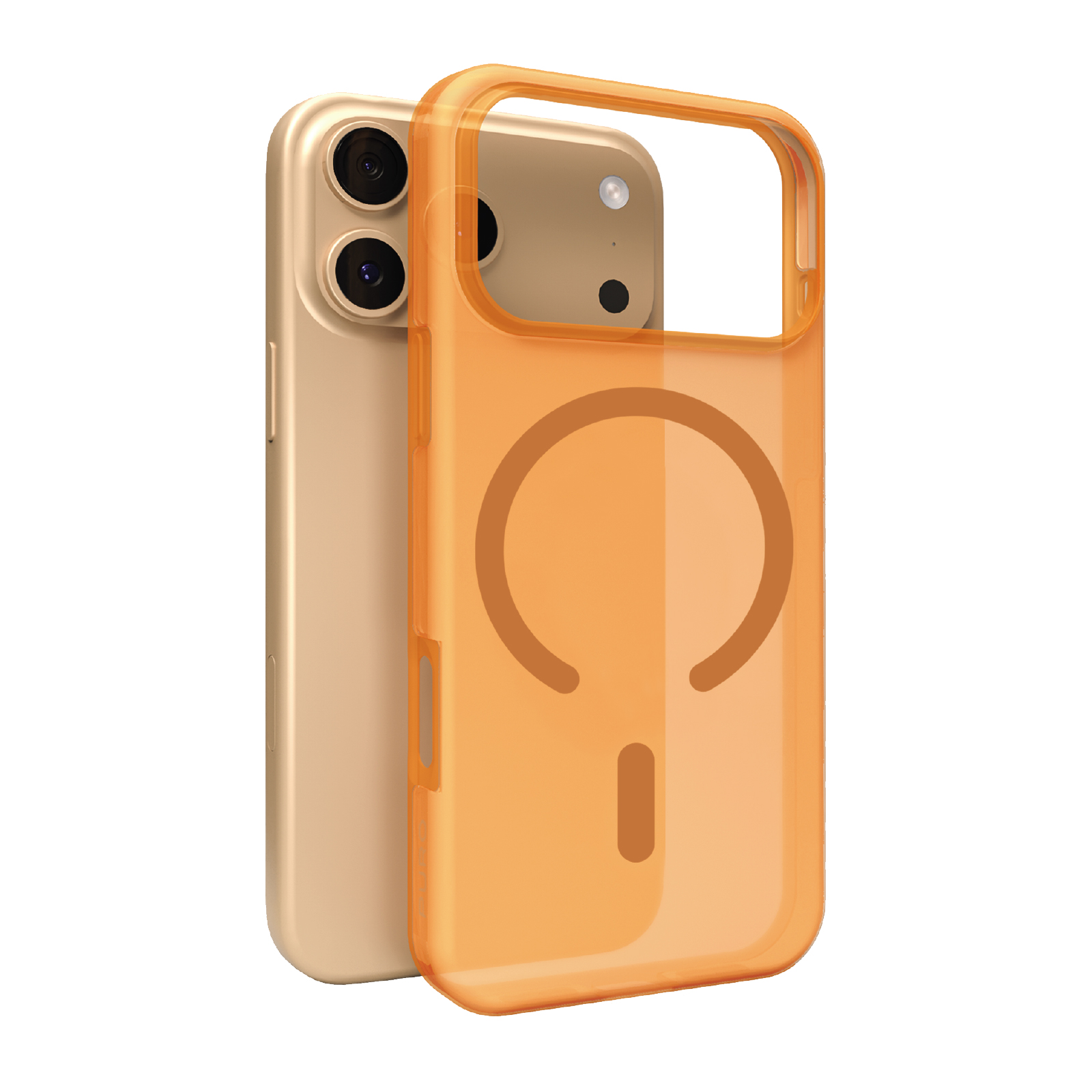 Puro Daylight Magnetinis suderinamas silikoninis dėklas telefonui iPhone 17 Pro Max - permatomas oranžinis