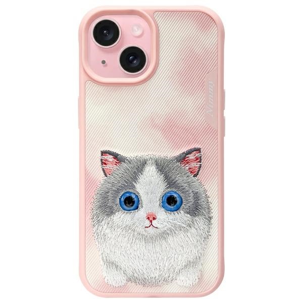 Nimmy Big Eyed Pet 2.0 Katės dėklas iPhone 15 – rožinis