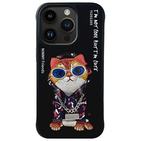 Nimmy Glasses Cool Katės dėklas iPhone 15 Pro – juodas