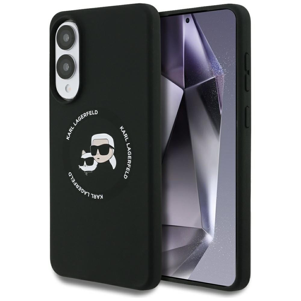 Karl Lagerfeld silikoninis Nauble galvos ir apskritimo Magnetinis dėklas telefonui Samsung Galaxy S25 Edge - juodas