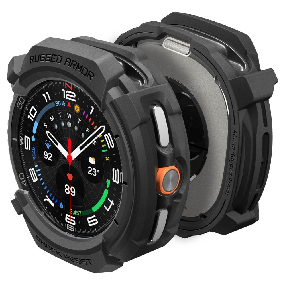 Spigen Rugged Armor dėklas laikrodžiui Samsung Galaxy Watch 8 Classic 46mm - matinis juodas