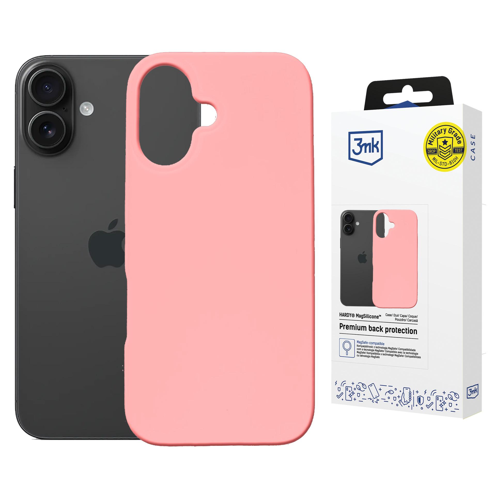 3mk Izturīgs MagSilicone dėklas telefonui Apple iPhone 16 Plus - rožinis