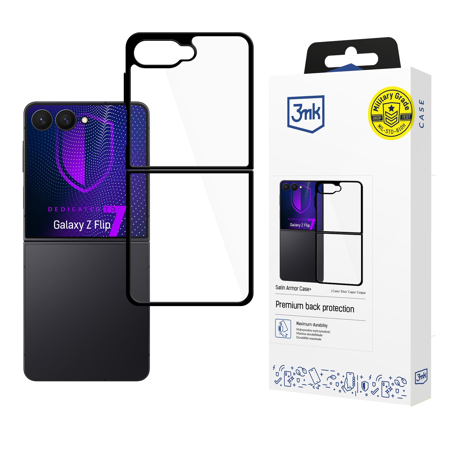 3mk Satin Armor Dėklas+ Samsung Galaxy Z Flip 7 - skaidri juoda
