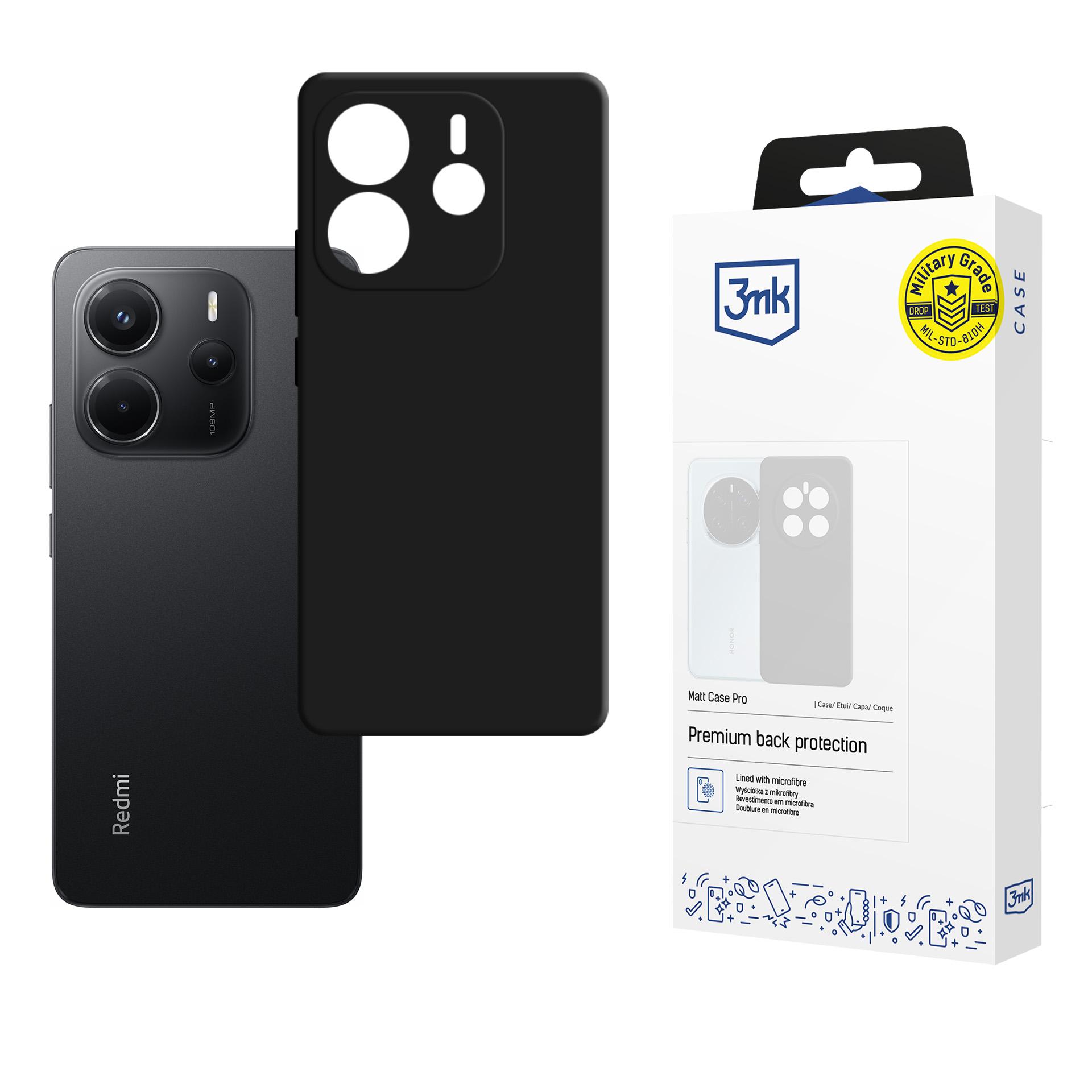 3mk Matt Case Pro dėklas telefonui Xiaomi Redmi Note 14 4G - matinės juodas