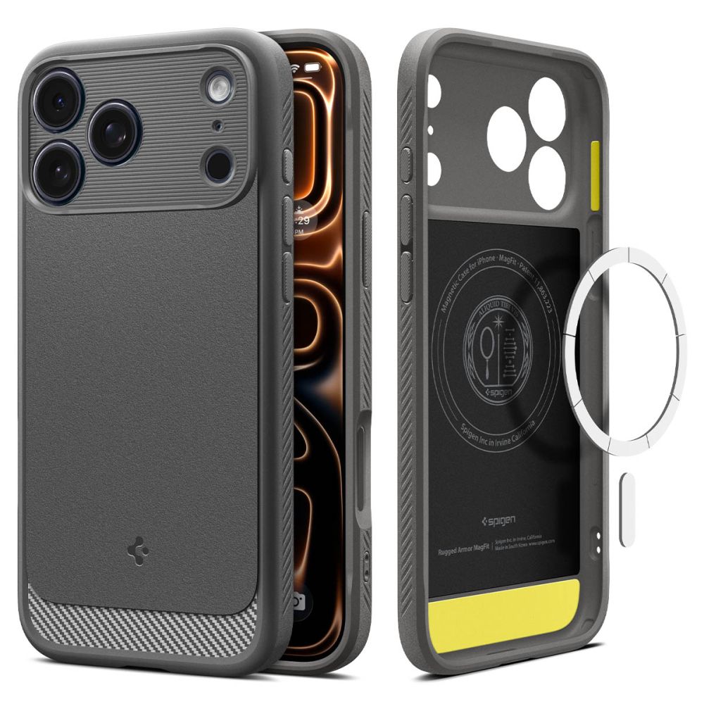 Spigen Rugged Armor Mag Magnetinis dėklas telefonui iPhone 17 Pro Max - pilka