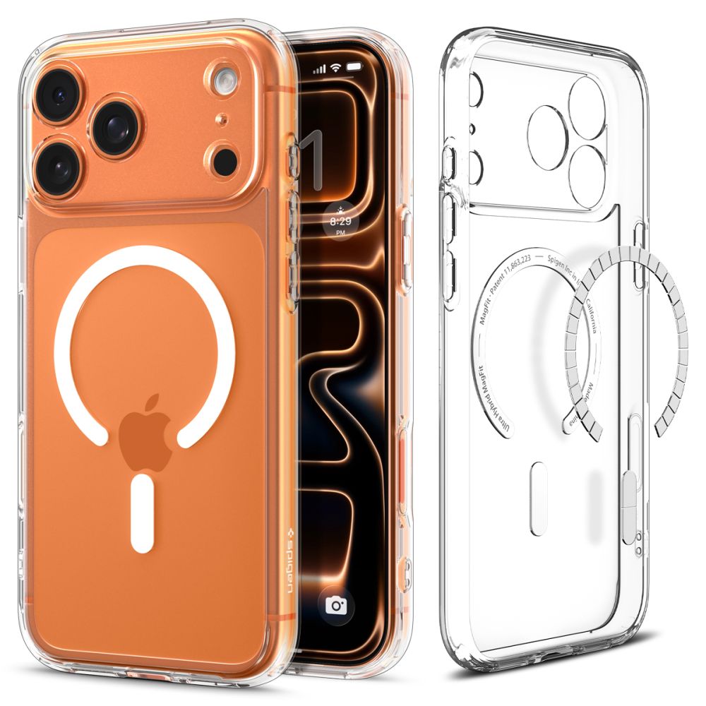 Spigen Ultra Hybrid Magnetinis dėklas telefonui iPhone 17 Pro - skaidrus ir baltas
