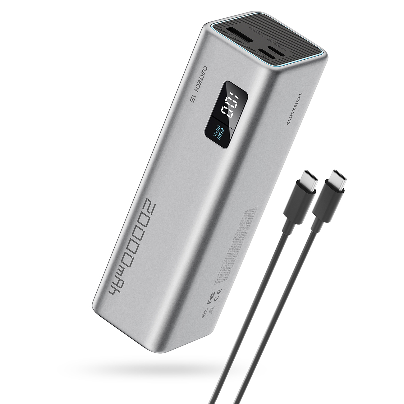 Cuktech CUKP200XGLGR 100W 20000mAh Išorinė baterija 2 x USB-C 1 x USB-A - pilka