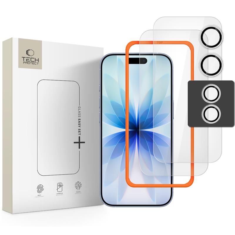 Tech-Protect Easy Set+ 3 vnt grūdintas stiklas iPhone 17 - skaidrus (m)