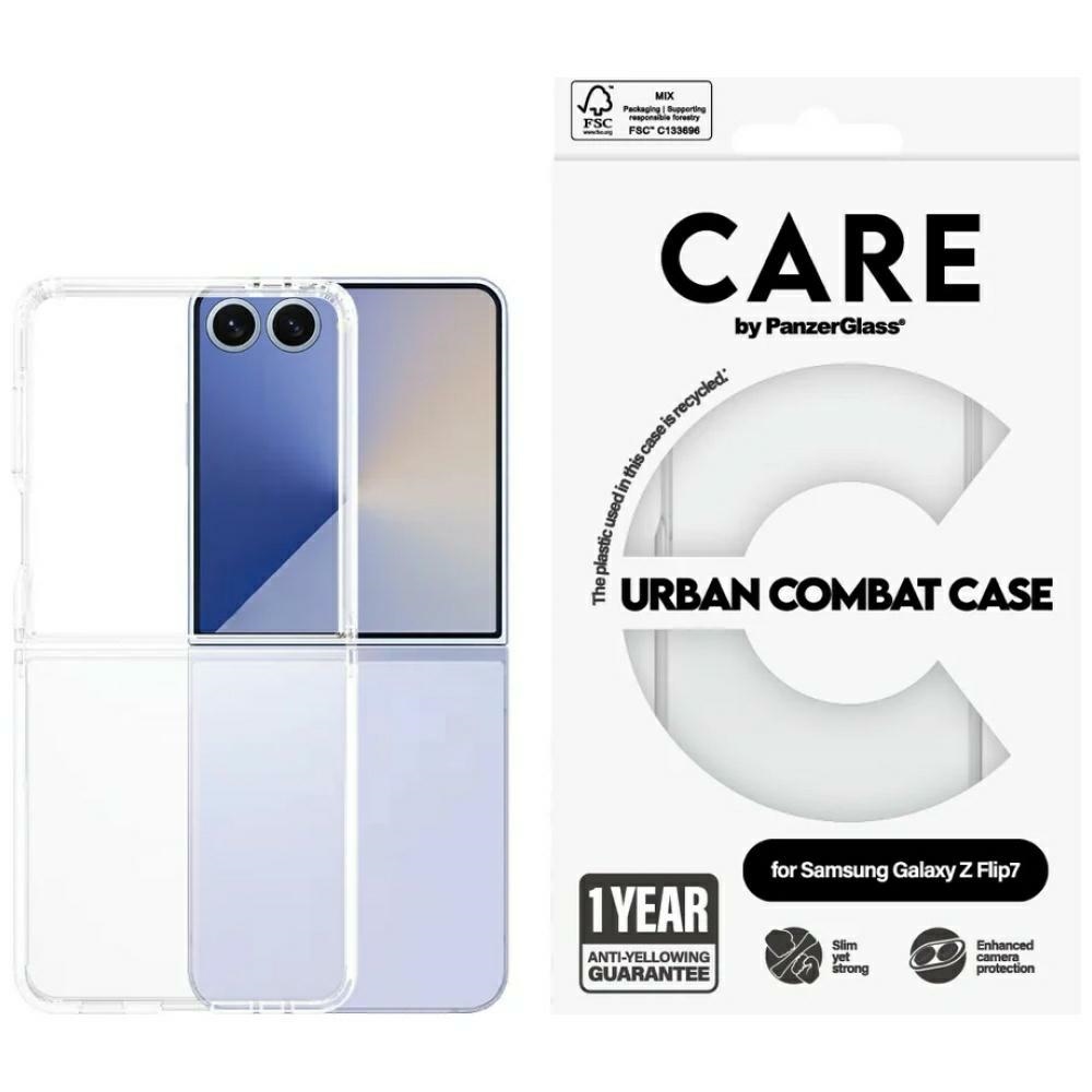 CARE by PanzerGlass Flagship Urban Combat Dėklas telefonui skirtas Samsung Galaxy Z Flip 7 - Skaidrus