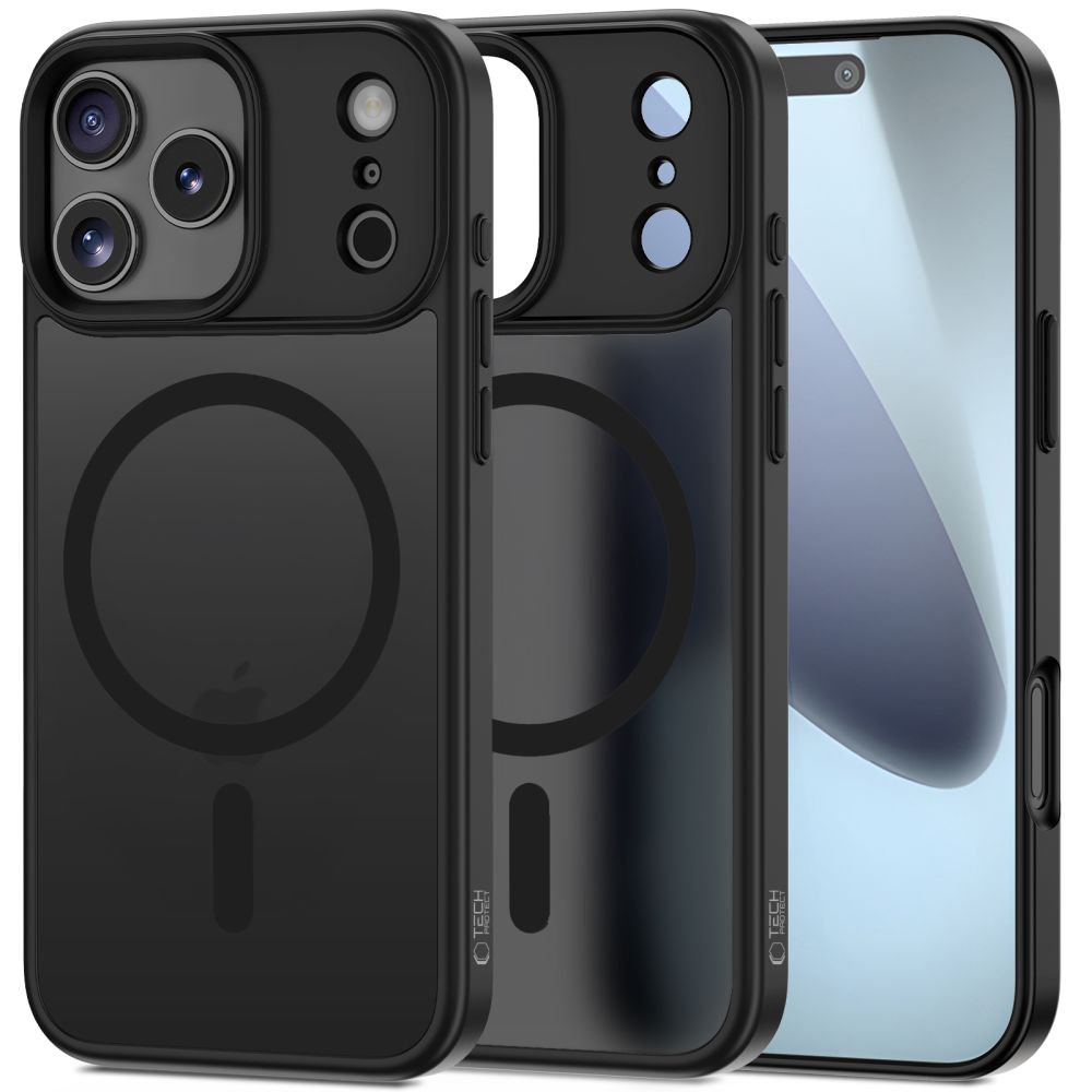 Tech-Protect matinis magnetinis dėklas iPhone 17 Pro - matinė juoda