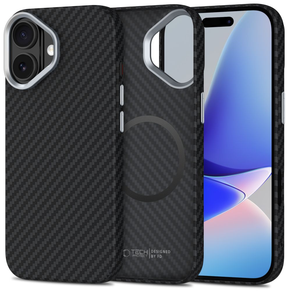 Tech-Protect Ion Carbon Magnetinis dėklas telefonui iPhone 17 - juoda ir sidabrinė