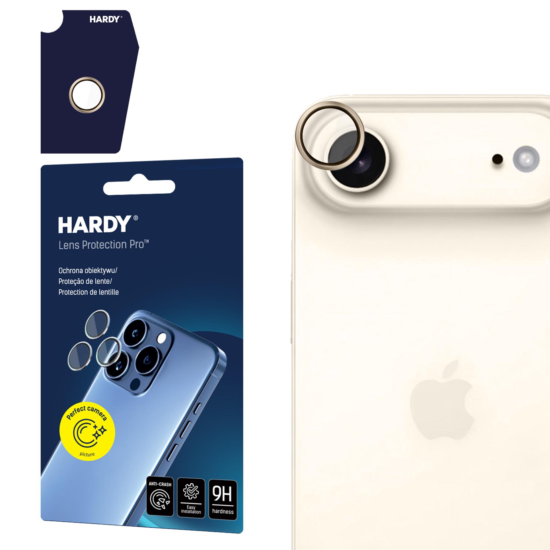 3mk HARDY Lens Protection Pro objektyvo stiklas iPhone 17 Air telefonui – auksinis