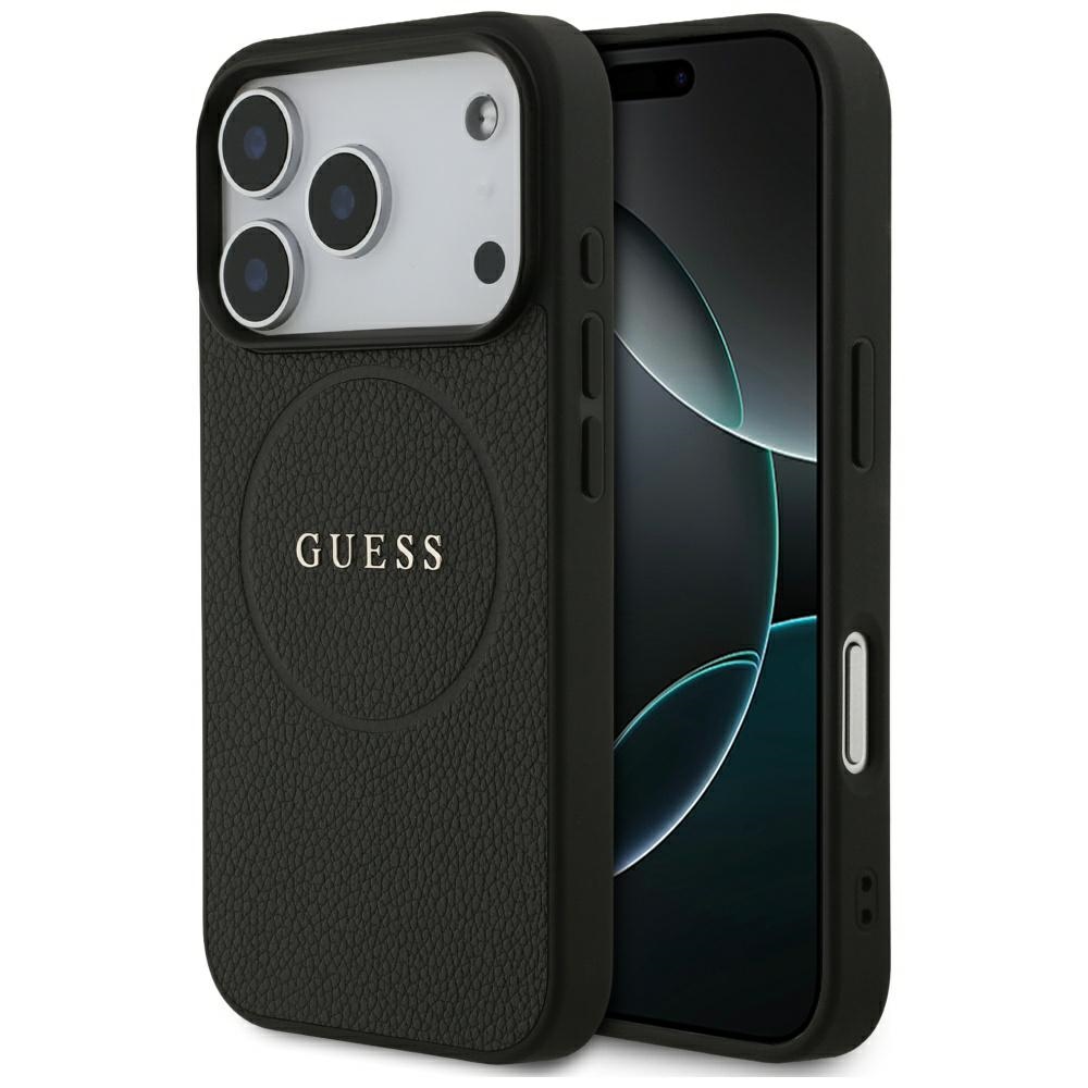 Guess Grūdėtas Žiedas Magnetinis dėklas telefonui iPhone 17 Pro - juodas