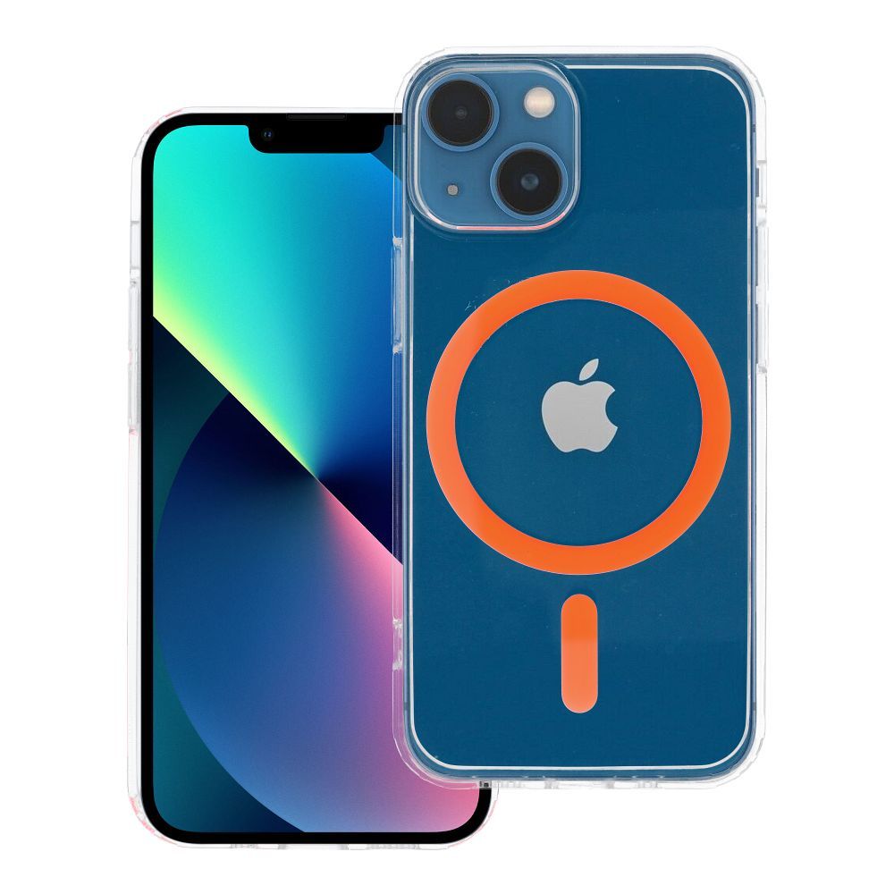 Drop Glue spalvotas žiedinis magnetinis dėklas, kompatibilus su MagSafe, skirtas iPhone 13 mini, oranžinis