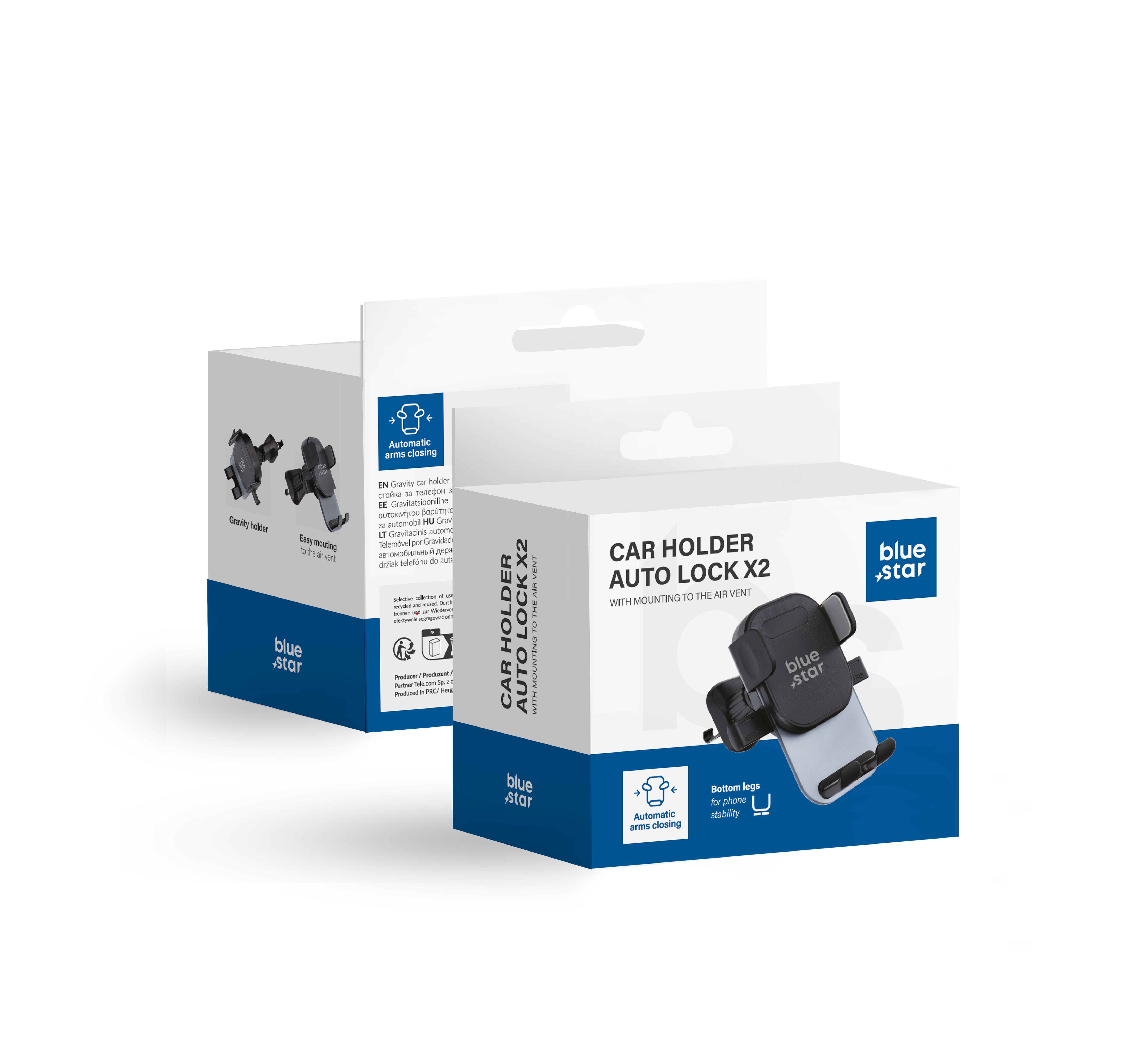 BLUE STAR automobilinis laikiklis oro angai AUTO LOCK X2, juodas