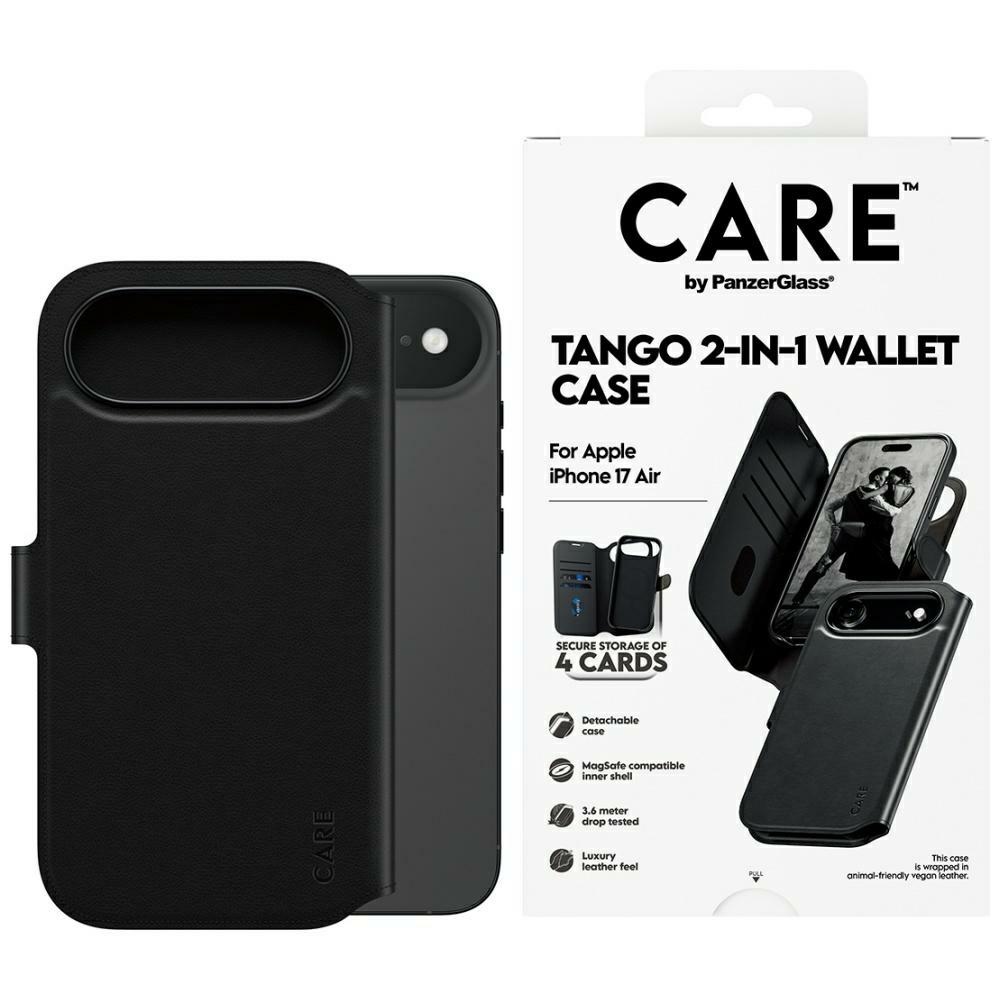 CARE by PanzerGlass Funkcinis Tango 2in1 Piniginės dėklas Magnetinis iPhone Air - Juodas