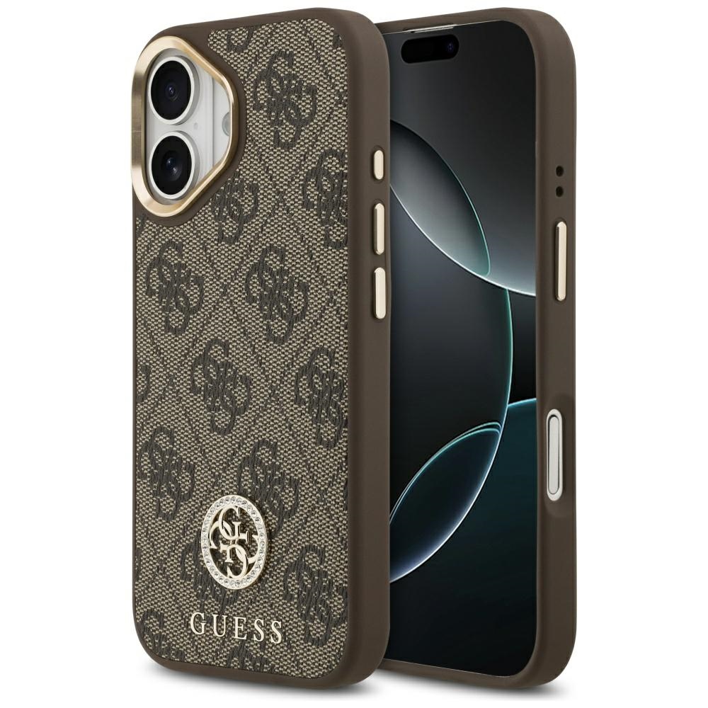 Guess 4G Strass Logo MagSafe dėklas telefonui iPhone 17 - rudas