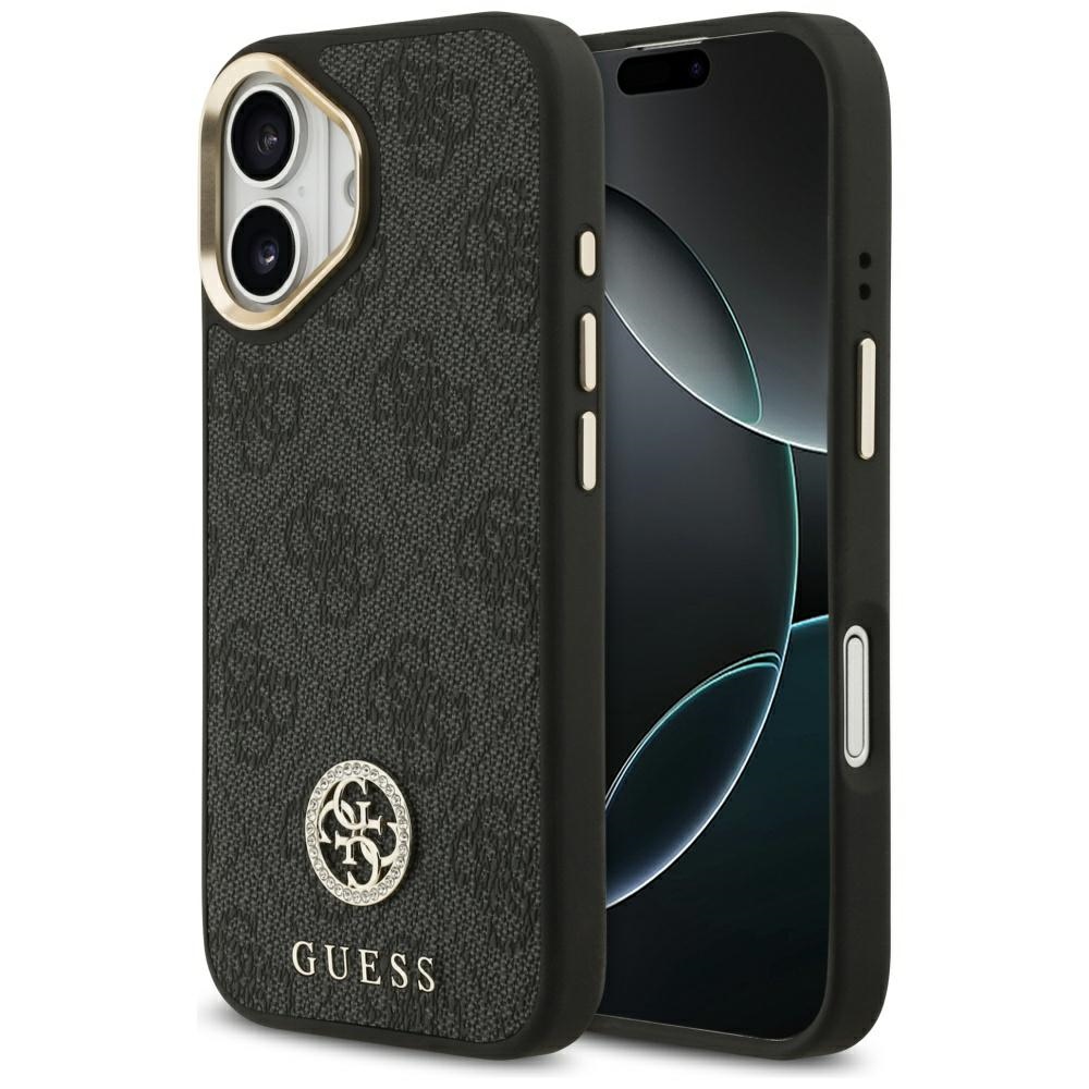 Guess 4G Strass Logo magnetinis dėklas telefonui iPhone 17 - juodas