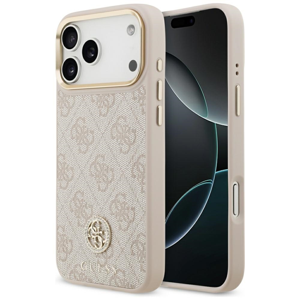 Guess 4G Strass Logo magnetinis dėklas telefonui iPhone 17 Pro Max - rožinis