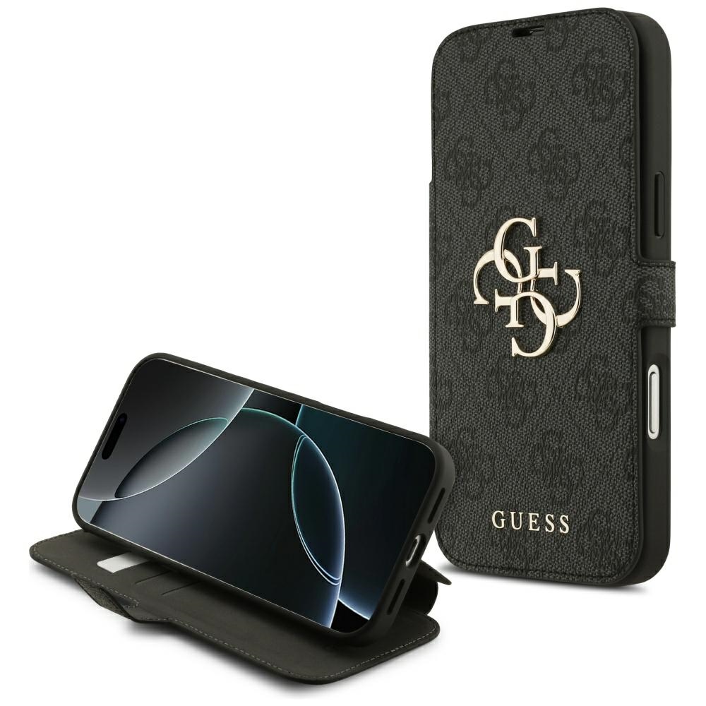 Guess Book 4G Metal Logo dėklas telefonui iPhone 17 Pro Max - juodas