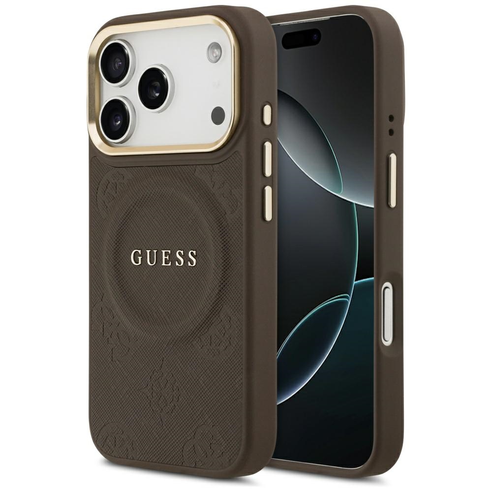 Guess Peony Hot Stamp MagSafe dėklas telefonui iPhone 17 Pro - rudas