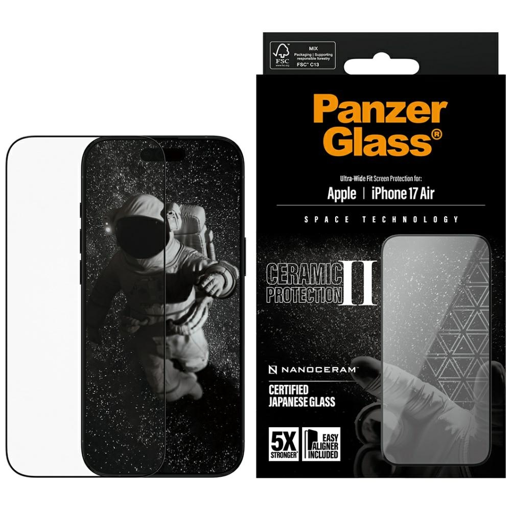 PanzerGlass Keraminis II Itin platus pritaikymas EasyAligner grūdintas stiklas iPhone Air