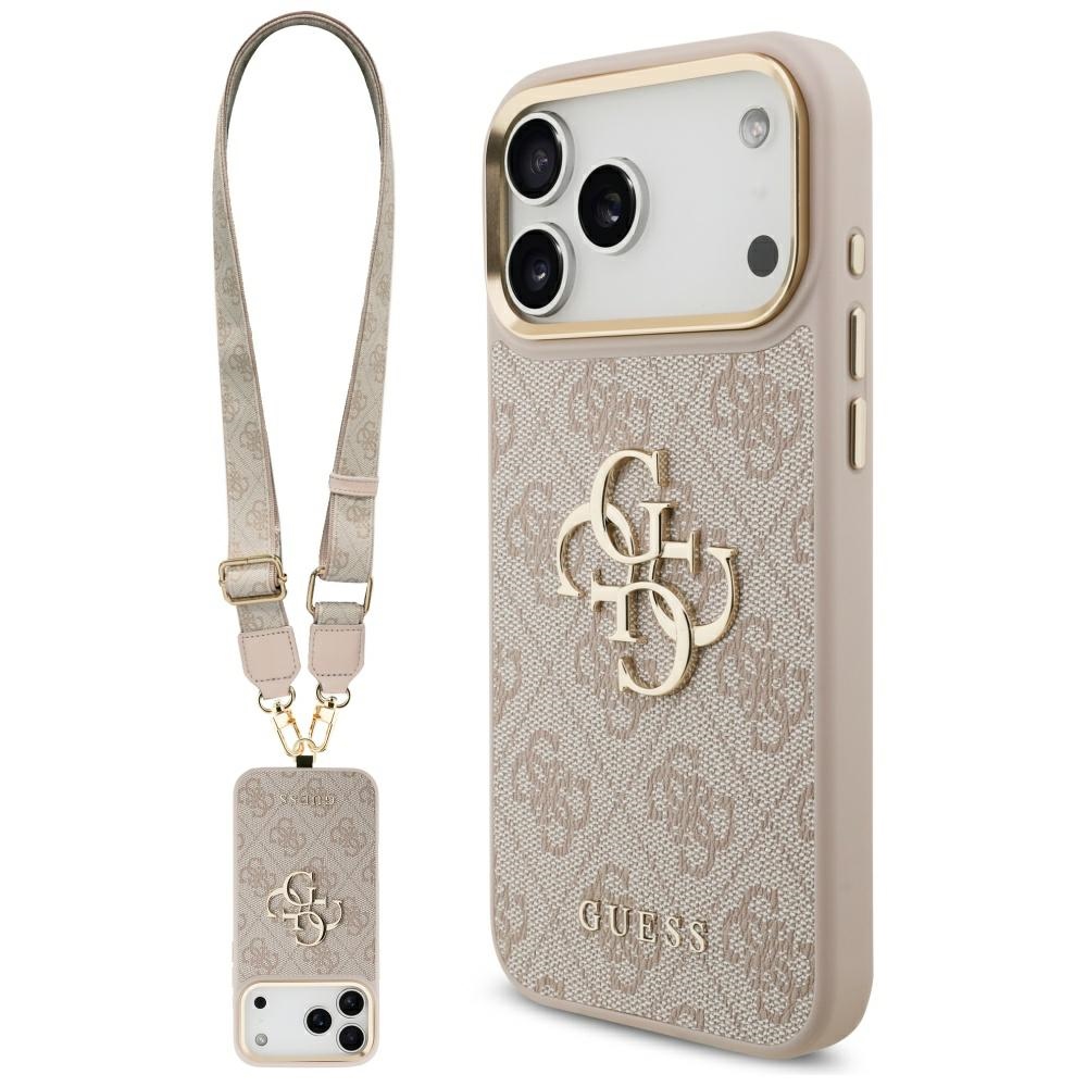 Guess 4G Big 4G Classic Logo Big Strap Metal Buttons dėklas iPhone 17 Pro Max - rožinis