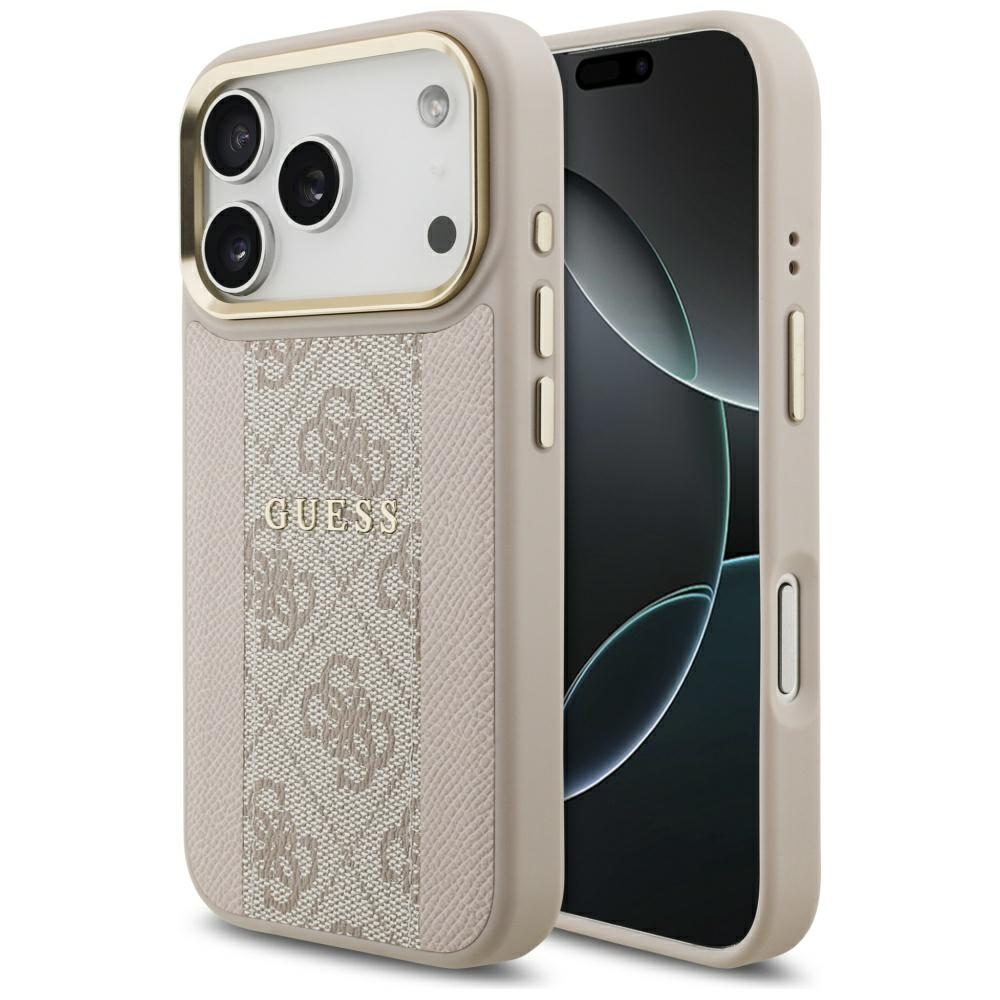 Guess 4G Stripe Magnetinis dėklas telefonui iPhone 17 Pro - rožinis