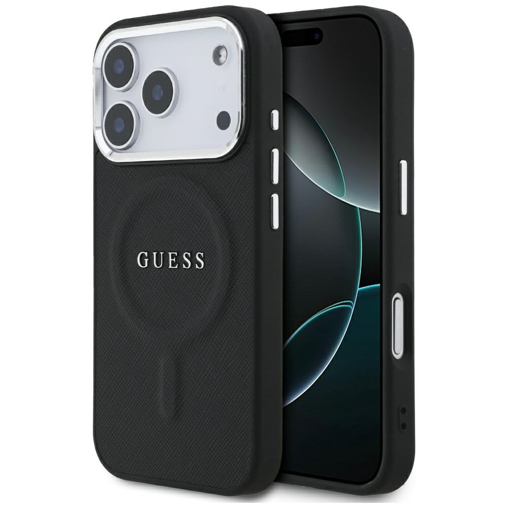 Guess Classic Logo Magnetinis dėklas telefonui iPhone 17 Pro - juodas